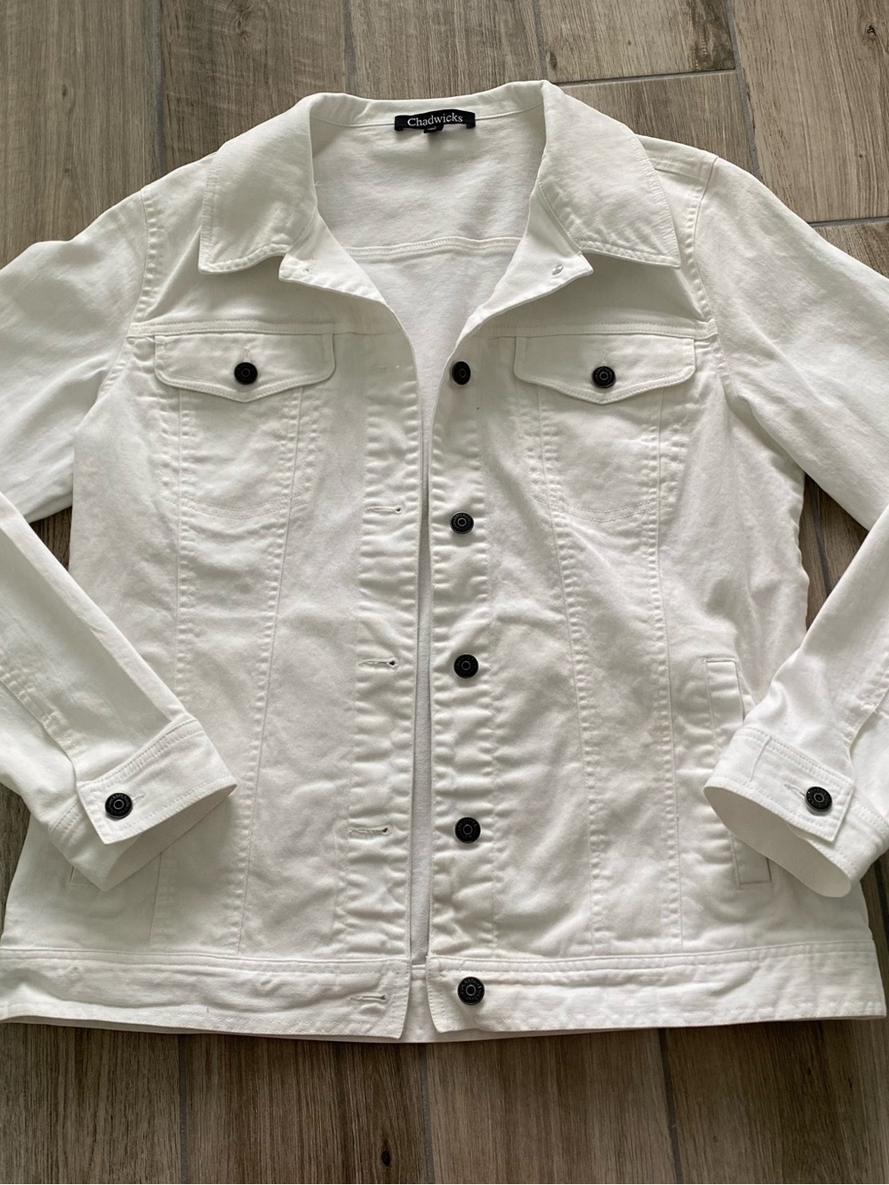 Chadwicks Tall White Button-Front Denim Jacket